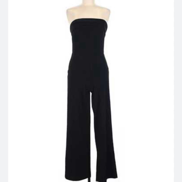 Black Strapless Wide Leg Jumpsuit M - Picture 4 of 8